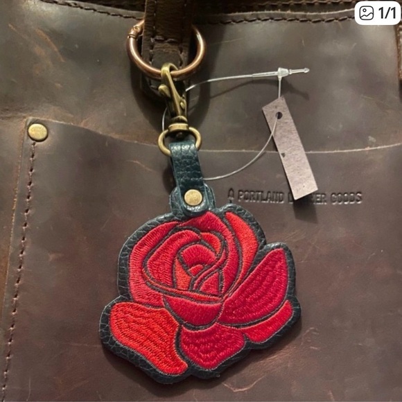 Portland Leather Accessories - Portland Leather Red Rose Leather Keychain
